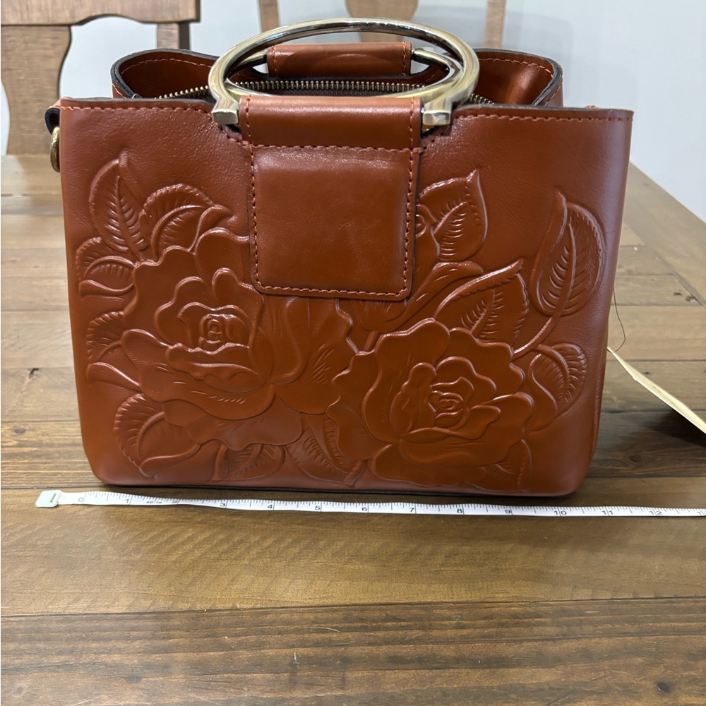 Patricia Nash Empoli Rose Tooled Leather Satchel - Picture 11 of 13